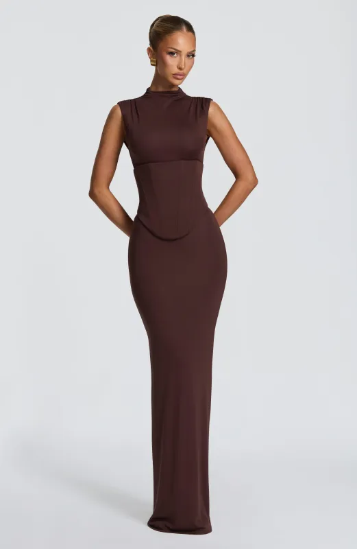 Soline Maxi Dress - Plum Brown made by LF