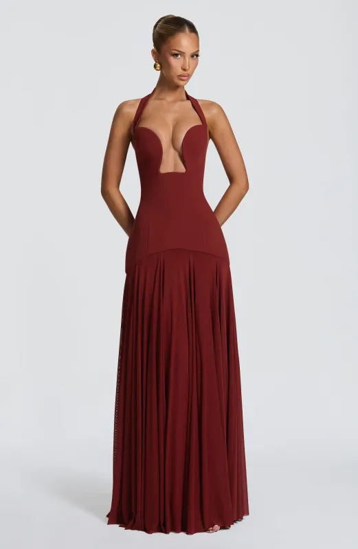 Cyrene Maxi Dress - Deep Rust made by Steve Madden