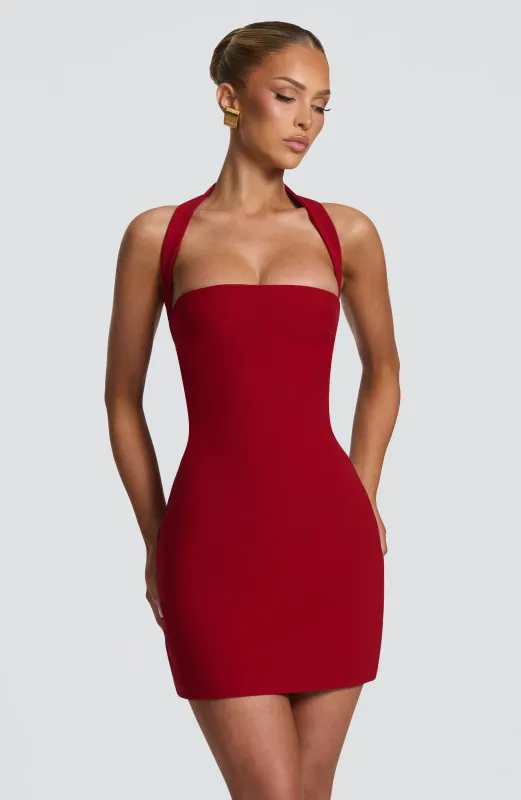 Tamsin Mini Dress - Deep Red made by Babyboo Fashion