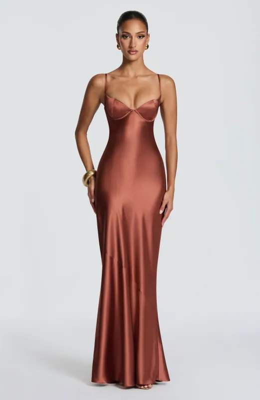 Amorette Maxi Dress - Rust made by Babyboo Fashion