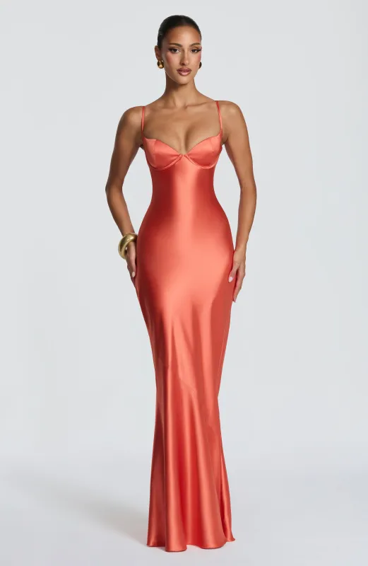 Amorette Maxi Dress - Burnt Orange made by Babyboo Fashion