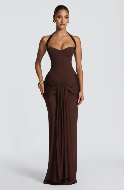 Gia Maxi Dress - Plum Brown made by Babyboo Fashion