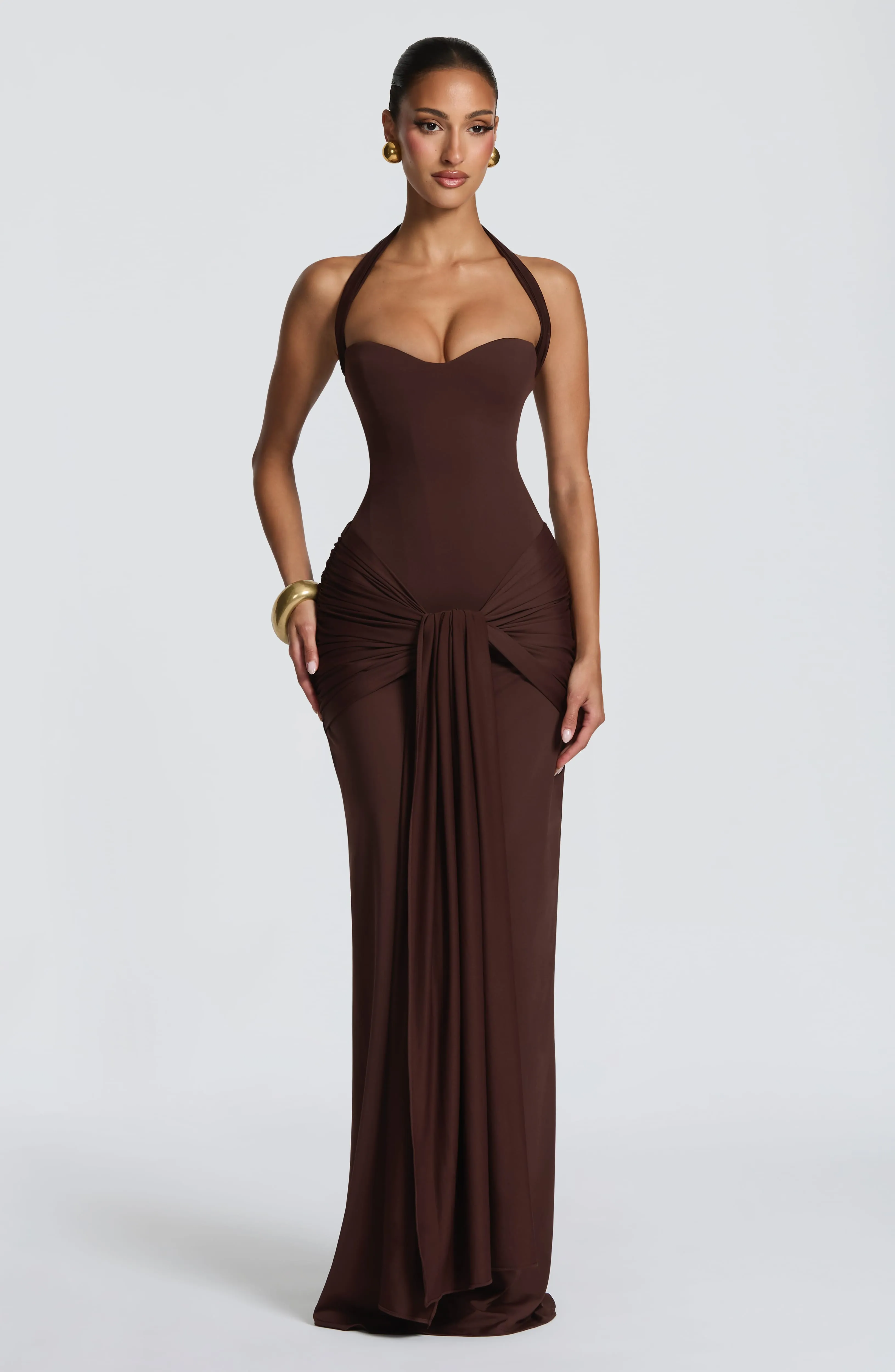 Gia Maxi Dress - Plum Brown sold by Babyboo Fashion