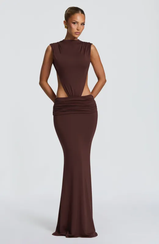 Fenella Maxi Dress - Plum Brown made by LF