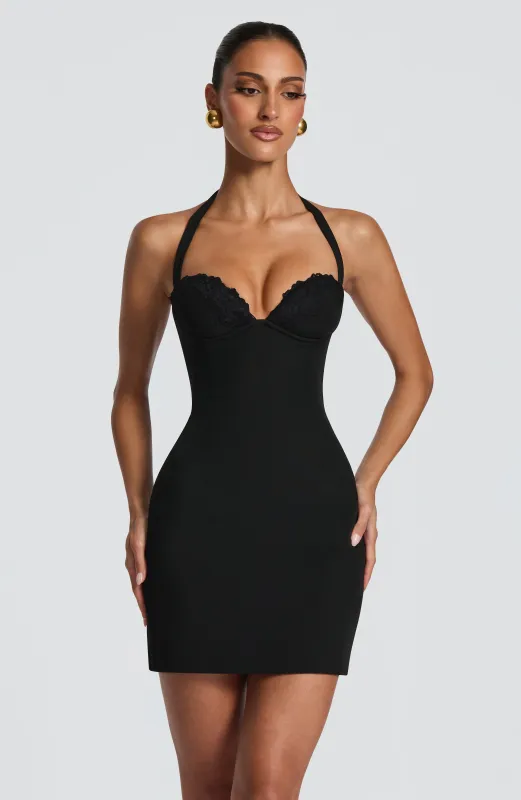 Cassia Mini Dress - Black made by Babyboo Fashion
