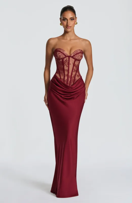 Kathleen Maxi Dress - Burgundy made by Babyboo Fashion