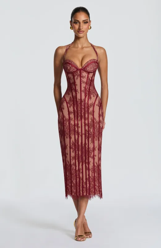 Rona Midi Dress - Burgundy made by Babyboo Fashion