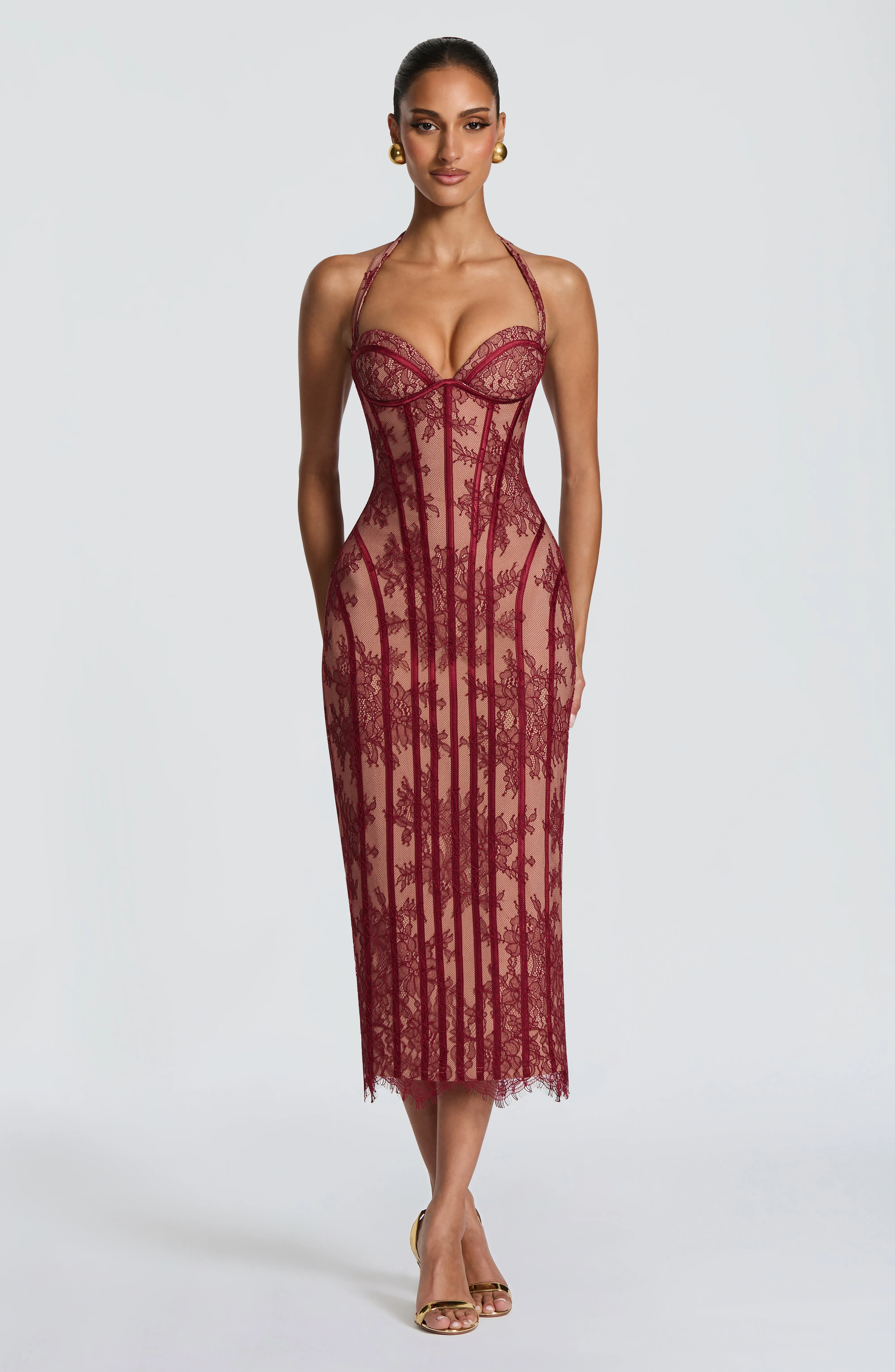 Rona Midi Dress - Burgundy sold by Babyboo Fashion