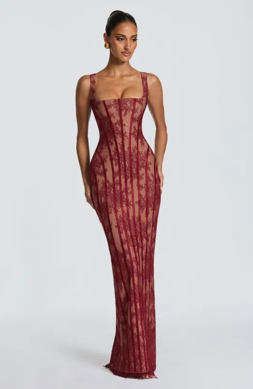 Polina Maxi Dress - Burgundy made by Babyboo Fashion