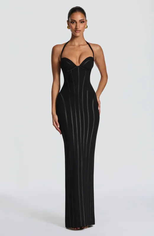 Nigella Maxi Dress - Black made by Babyboo Fashion