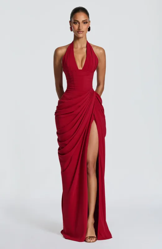 Minette Maxi Dress - Deep Red made by Babyboo Fashion