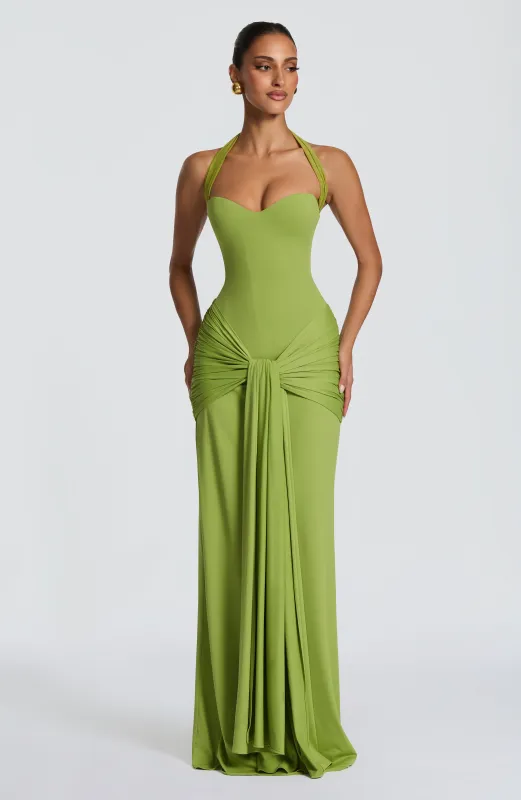 Gia Maxi Dress - Olive made by Babyboo Fashion