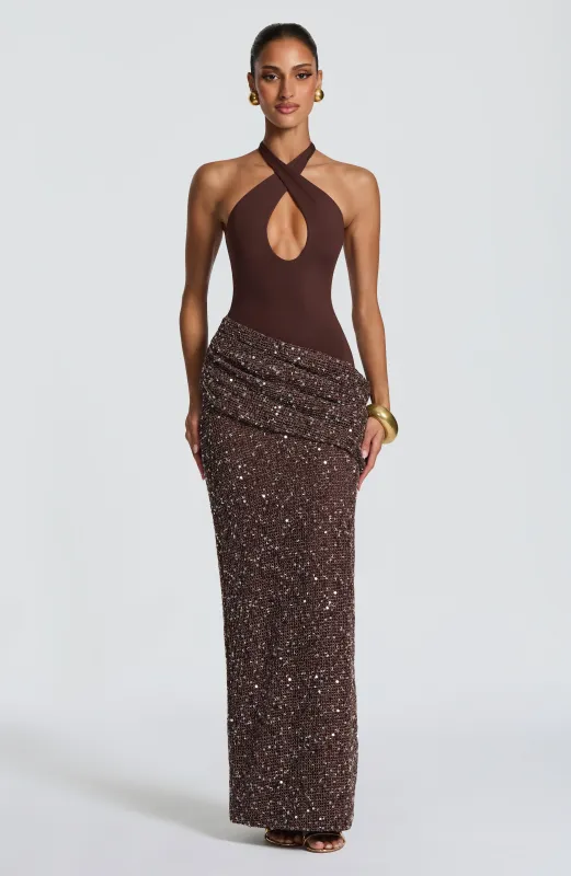 Solea Maxi Dress - Plum Brown made by LF