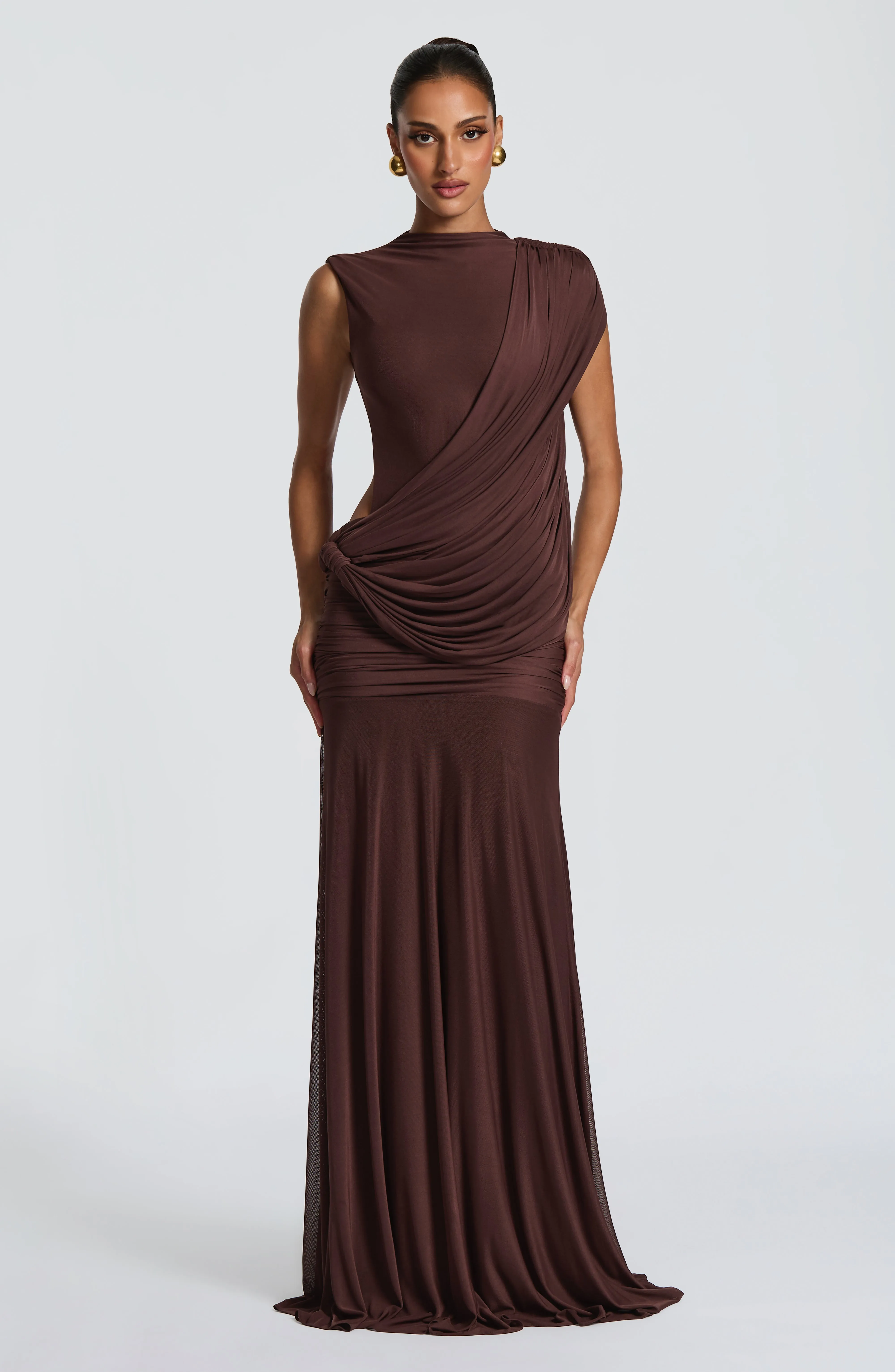 Mireya Maxi Dress - Plum Brown sold by Babyboo Fashion