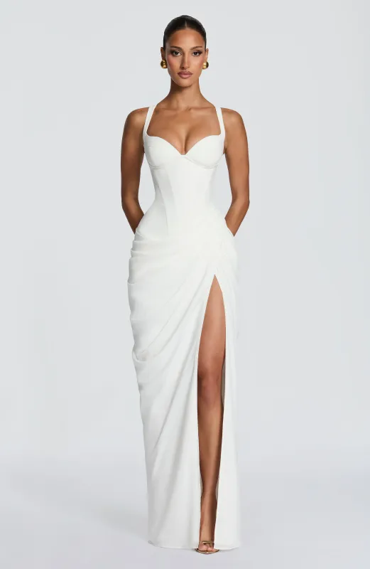 Elara Maxi Dress - Ivory made by Babyboo Fashion