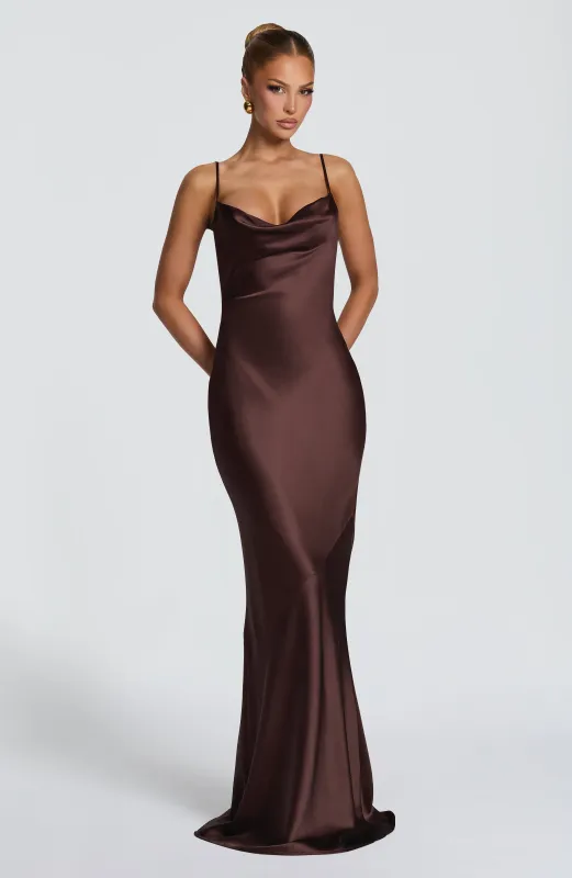 Sorelle Maxi Dress - Plum Brown made by Steve Madden