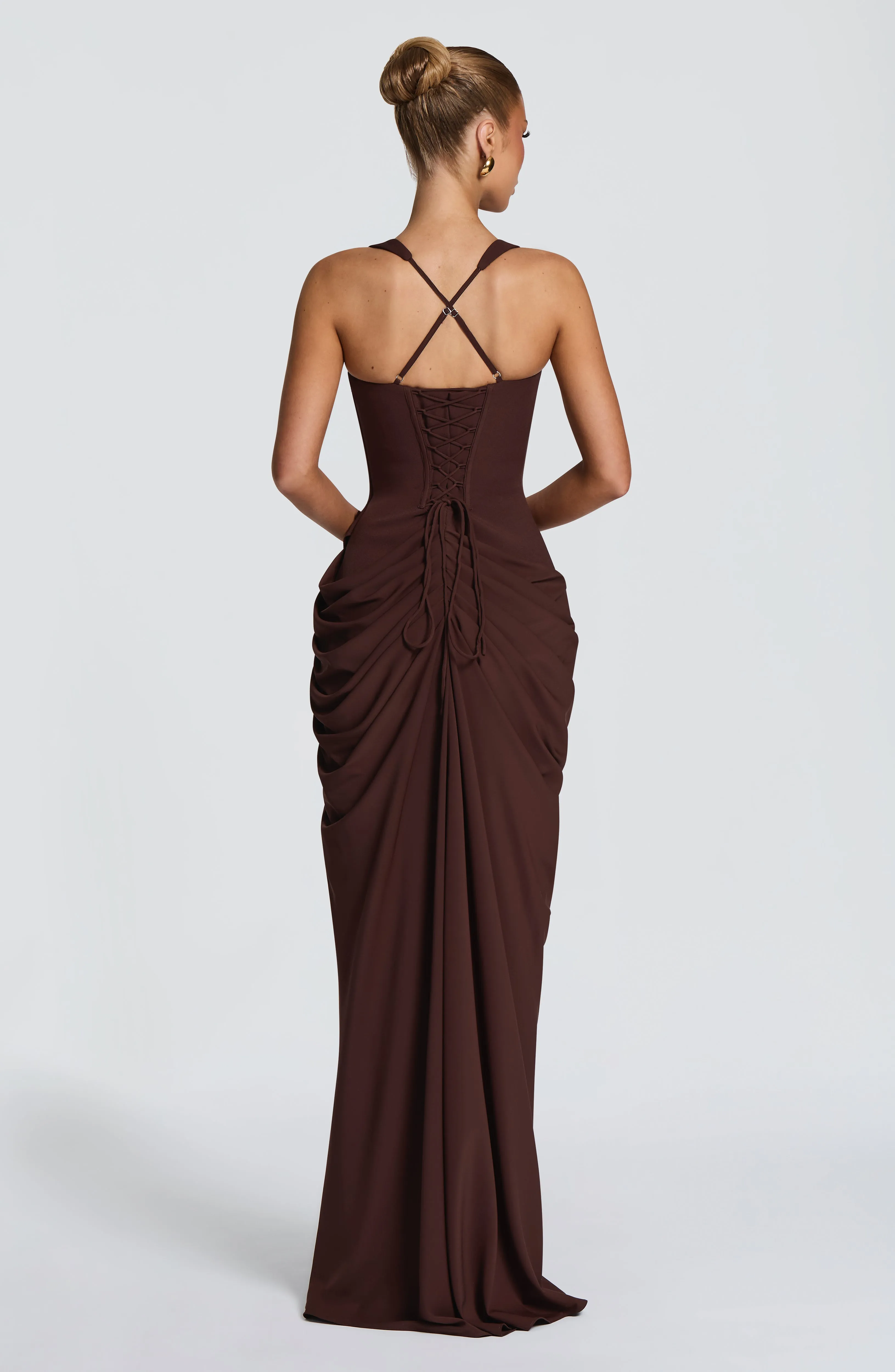 Elara Maxi Dress - Plum Brown sold by Babyboo Fashion product image thumbnail 2