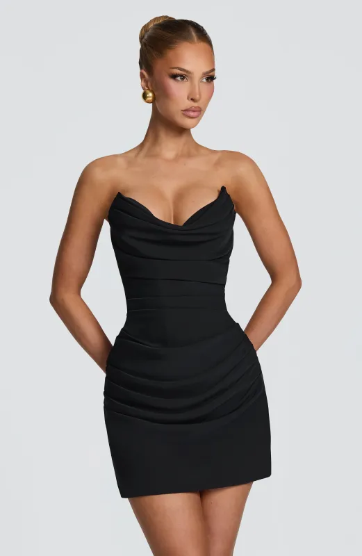 Lauren Mini Dress - Black made by Babyboo Fashion