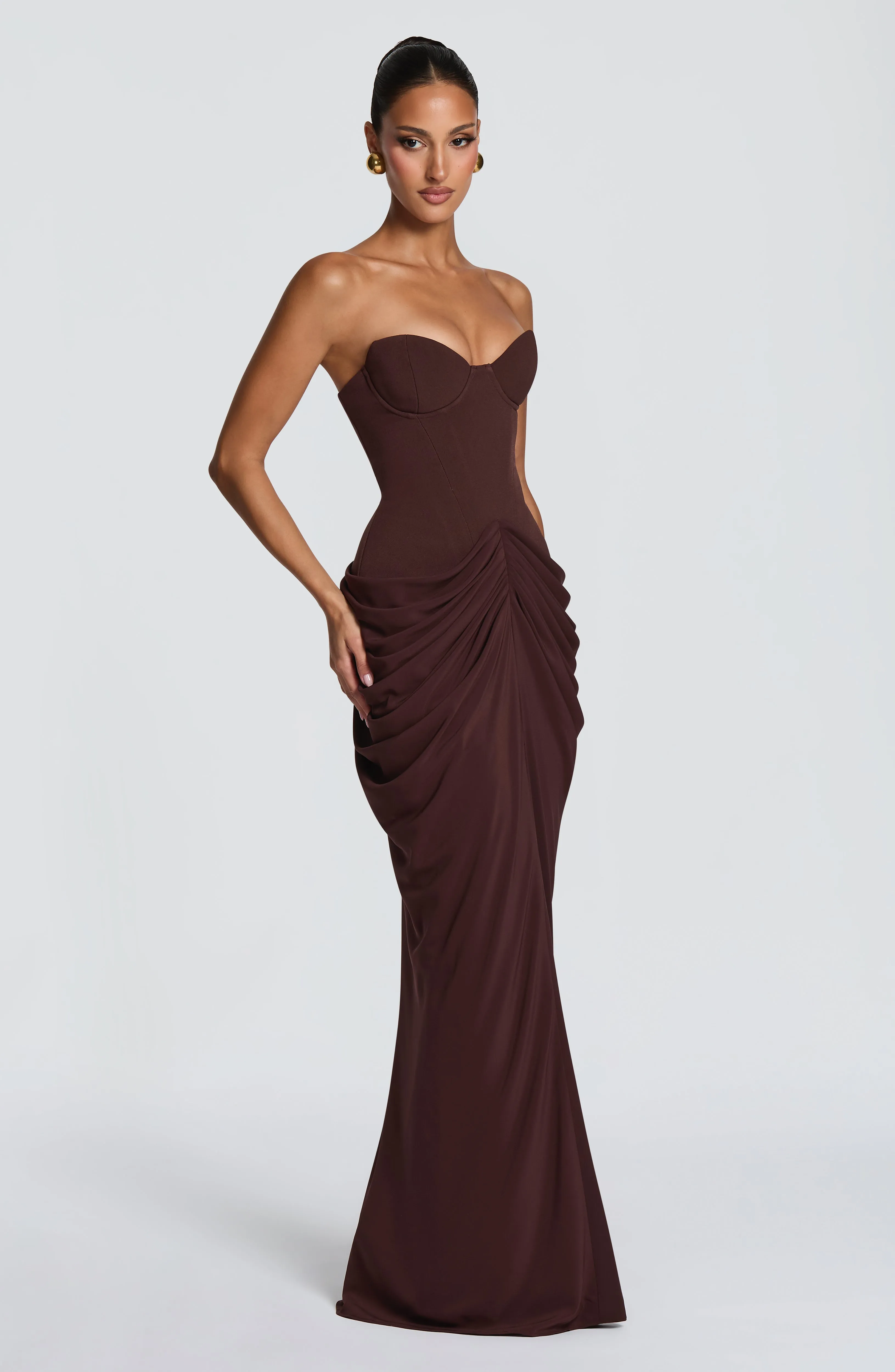 Chiara Maxi Dress - Plum Brown sold by Babyboo Fashion product image thumbnail 5