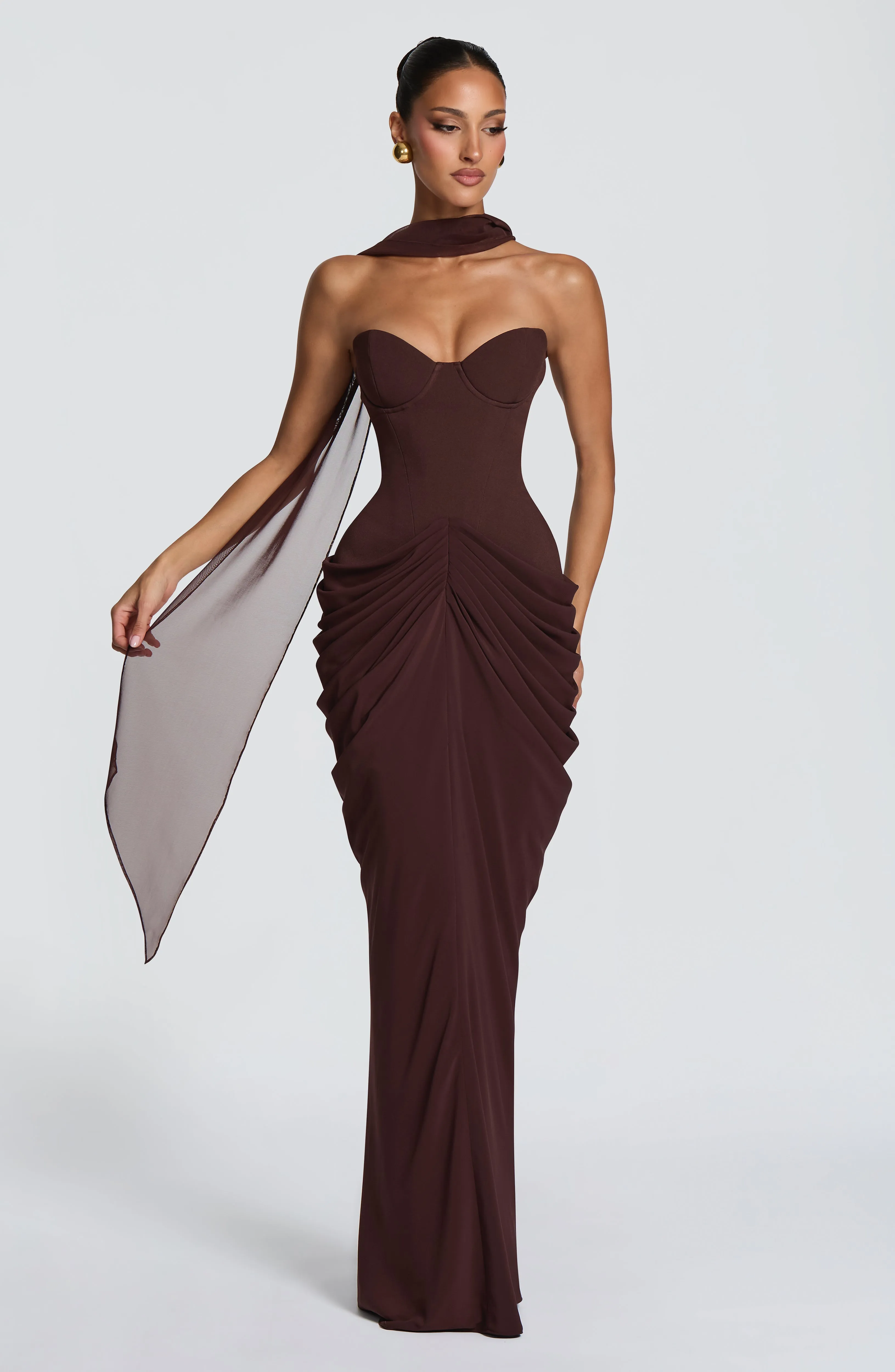 Chiara Maxi Dress - Plum Brown sold by Babyboo Fashion