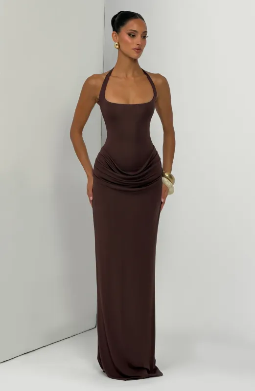 Sharona Maxi Dress - Plum Brown made by LF