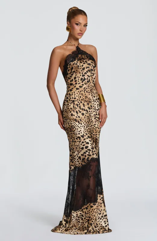 Agnetha Maxi Dress - Leopard Print made by Babyboo Fashion