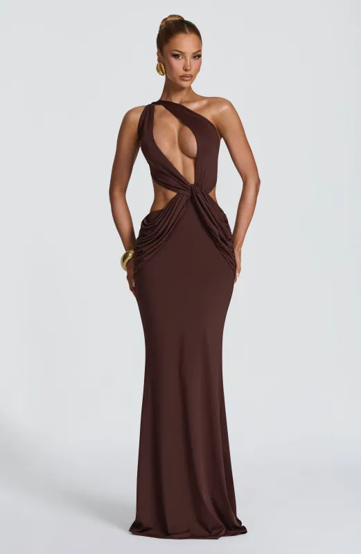 Onyx Maxi Dress - Plum Brown made by Babyboo Fashion