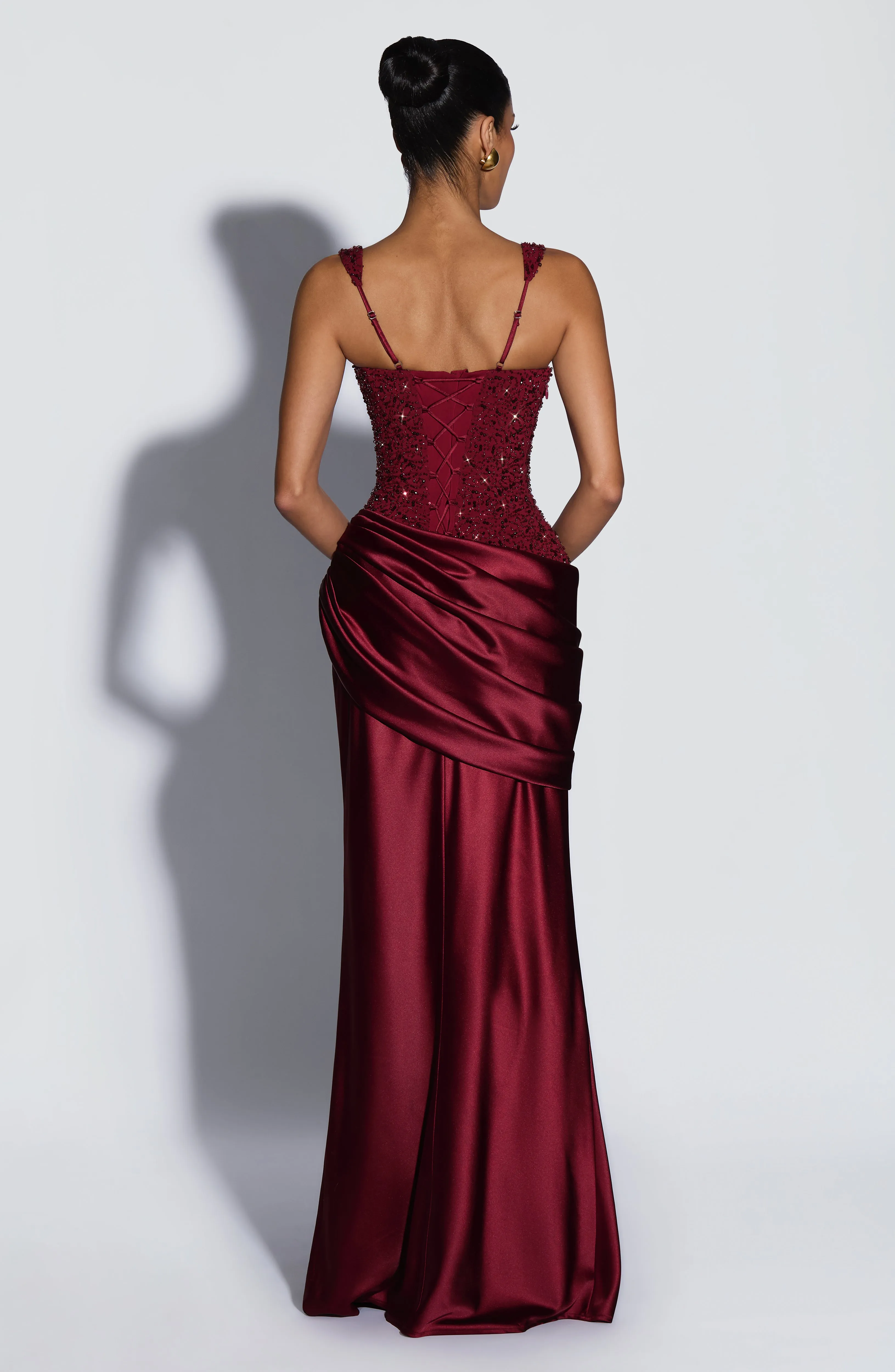 Alexandria Maxi Dress - Burgundy sold by Babyboo Fashion product image thumbnail 2