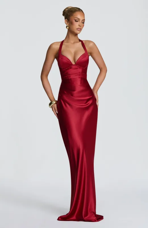 Ophelia Maxi Dress - Deep Red made by Babyboo Fashion