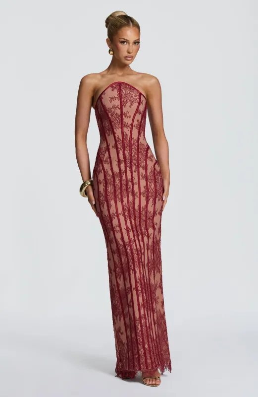 Tamara Maxi Dress - Burgundy made by Babyboo Fashion