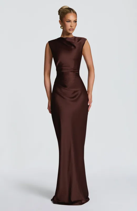 Avielle Maxi Dress - Plum Brown made by Babyboo Fashion