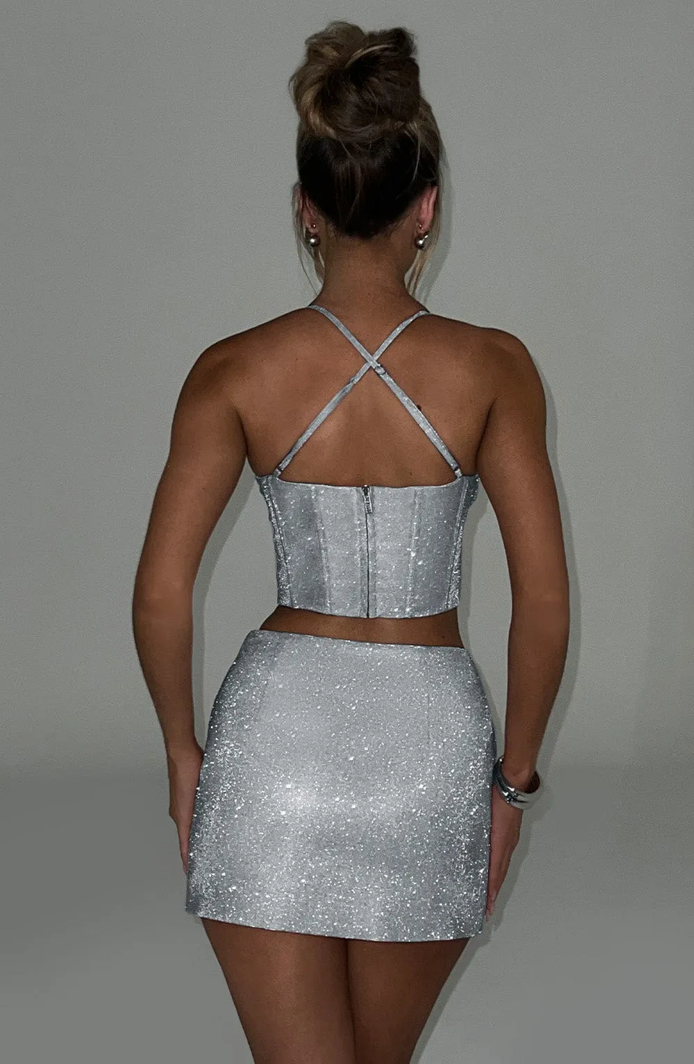 Glacia Mini Skirt - Silver Sparkle sold by Babyboo Fashion product image thumbnail 2