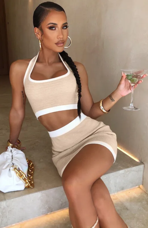 Cara Mini Skirt - Beige sold by Babyboo Fashion