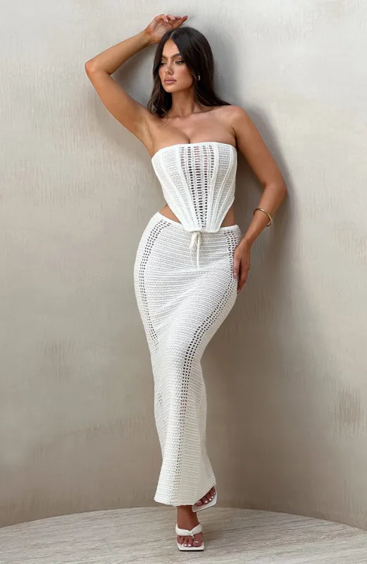Chayenne Maxi Skirt - White made by Babyboo Fashion