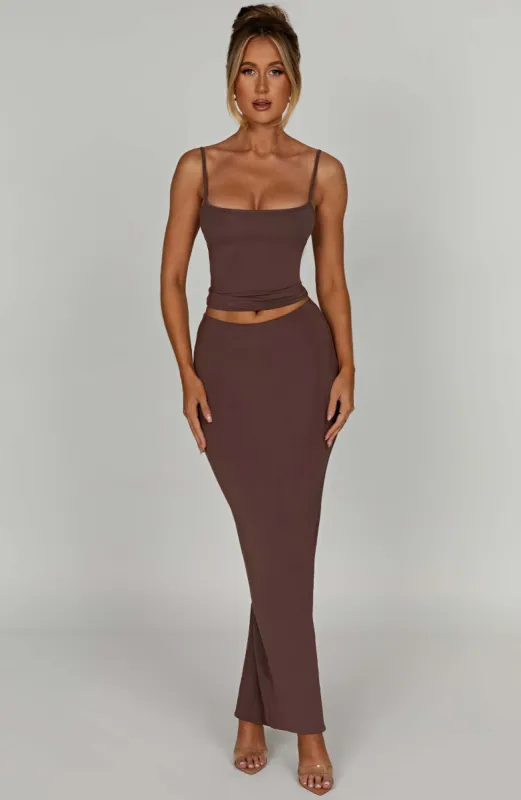 Yazmin Maxi Skirt - Chocolate sold by Babyboo Fashion