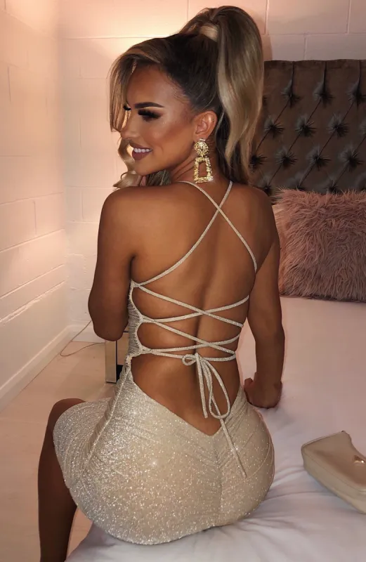 Tati Mini Dress - Gold Sparkle made by Babyboo Fashion