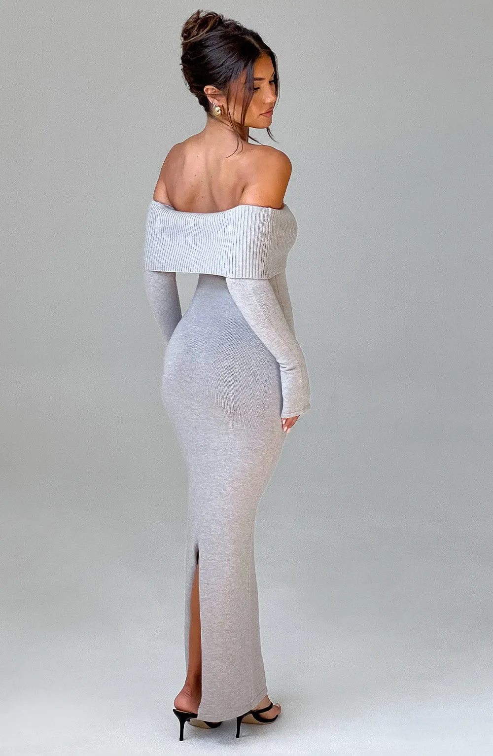 Beverley Knit Maxi Dress - Light Grey Marl sold by Babyboo Fashion product image thumbnail 3