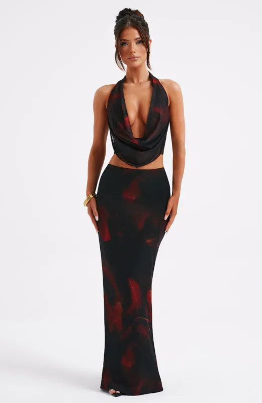 Chrishelle Maxi Skirt - Fire Print sold by Babyboo Fashion