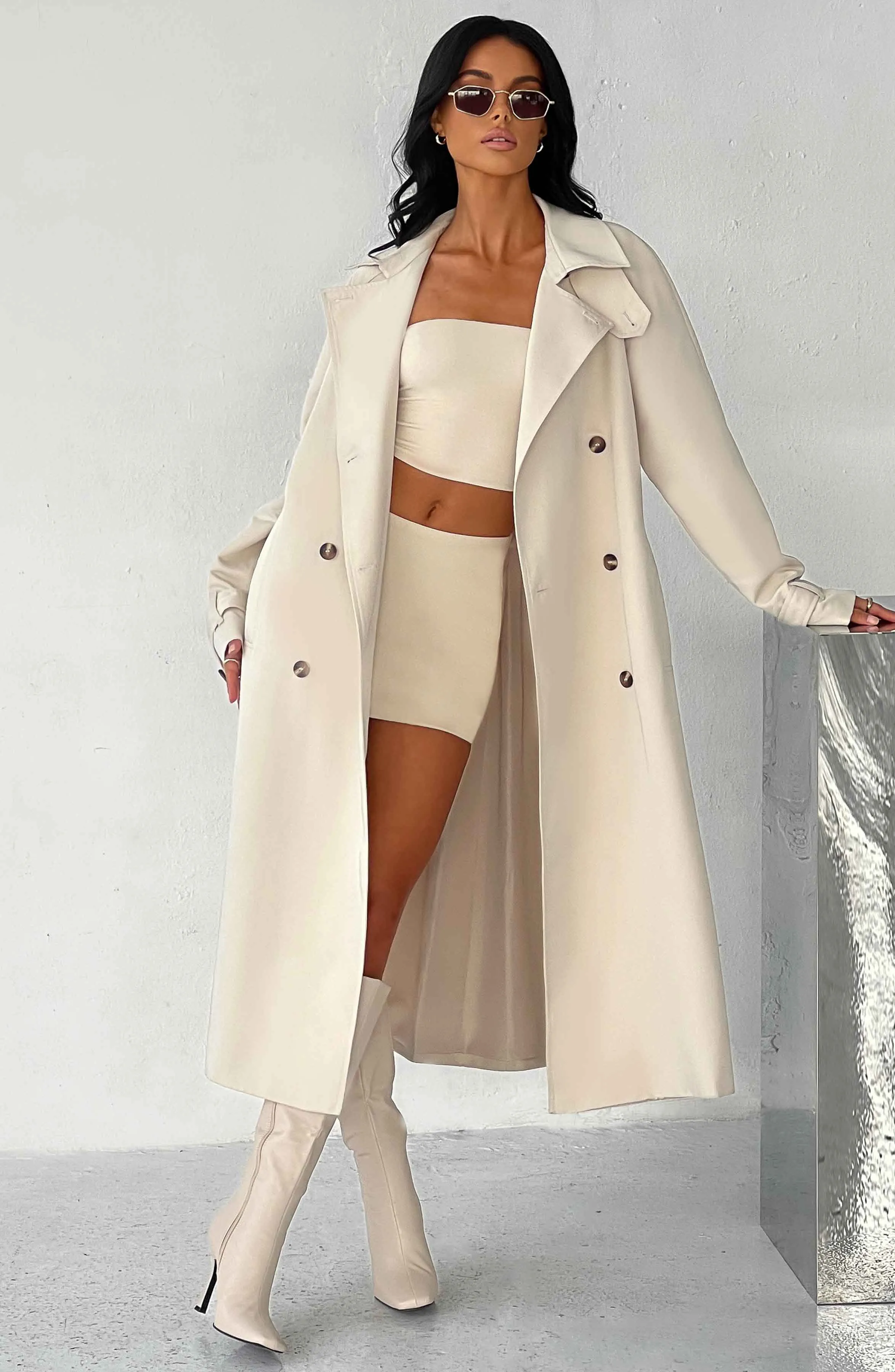 Camila Trench Coat - Sand sold by Babyboo Fashion
