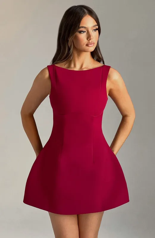 Alana Mini Dress - Wine sold by Babyboo Fashion
