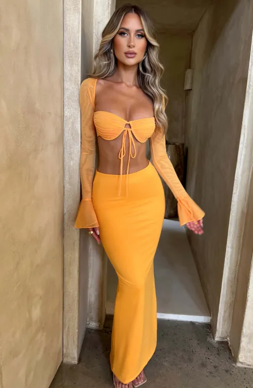 Astrid Maxi Skirt - Tangerine sold by Babyboo Fashion