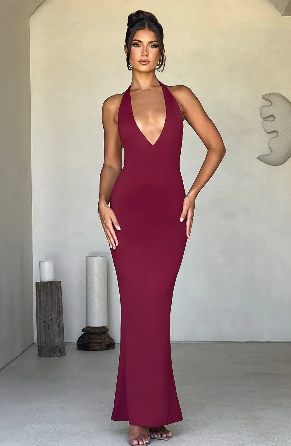 Harmonia Maxi Dress - Burgundy sold by Babyboo Fashion product image thumbnail 2
