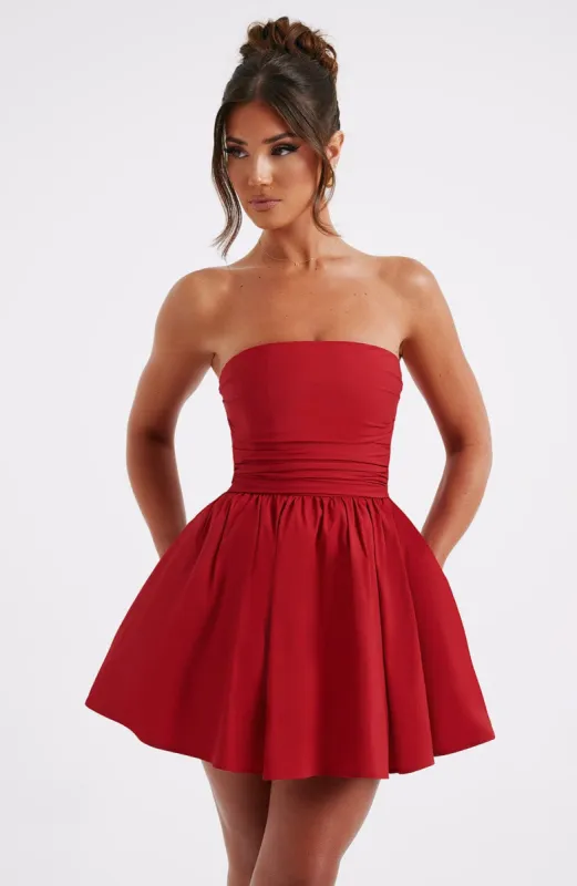 Katrina Mini Dress - Red sold by Babyboo Fashion
