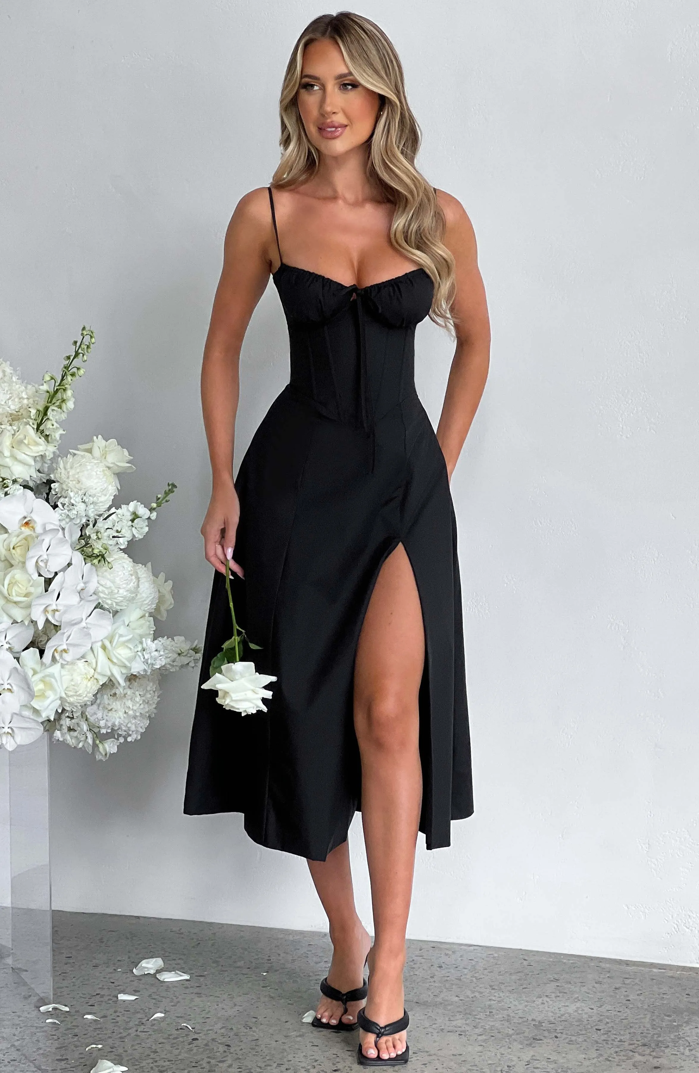 Deanna Midi Dress - Black sold by Babyboo Fashion