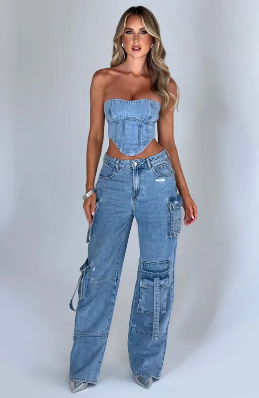 Brooklyn Cargo Pant - Blue sold by Babyboo Fashion