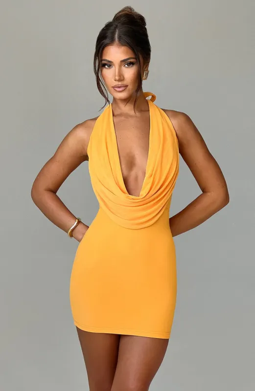Fallon Mini Dress - Tangerine made by Babyboo Fashion