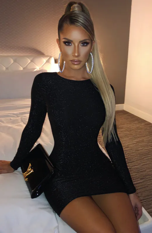 Rilee Mini Dress - Black Sparkle sold by Babyboo Fashion