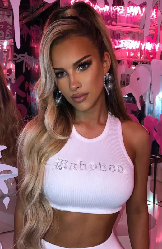 Babyboo Diamante Crop - White sold by Babyboo Fashion