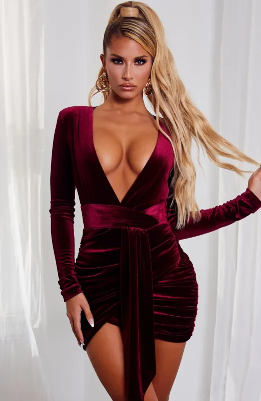 Amalia Mini Dress - Burgundy sold by Babyboo Fashion