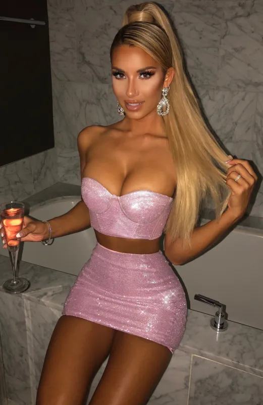 Patrice Skirt - Pink Glitter sold by Babyboo Fashion